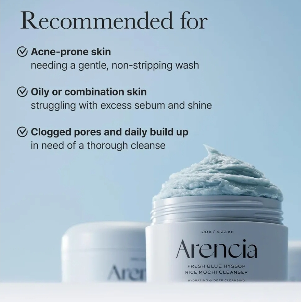 Arencia Fresh Blue Hyssop Rice Mochi Cleanser