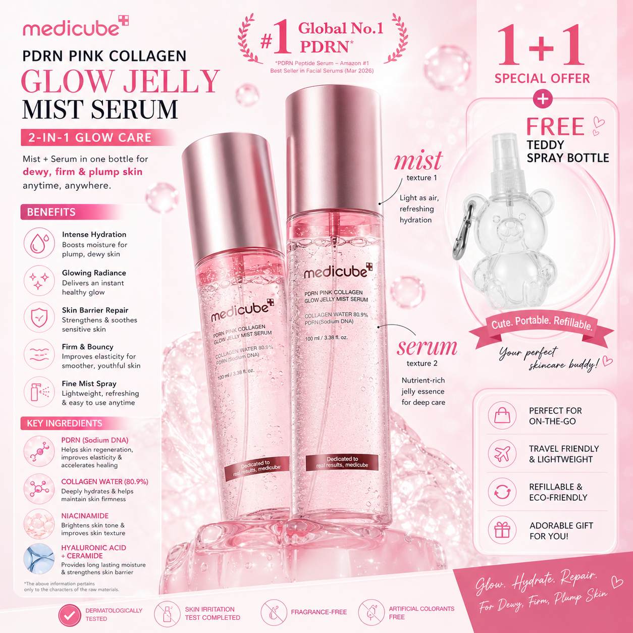 Medicube PDRN Pink Collagen Glow Jelly Mist Duo