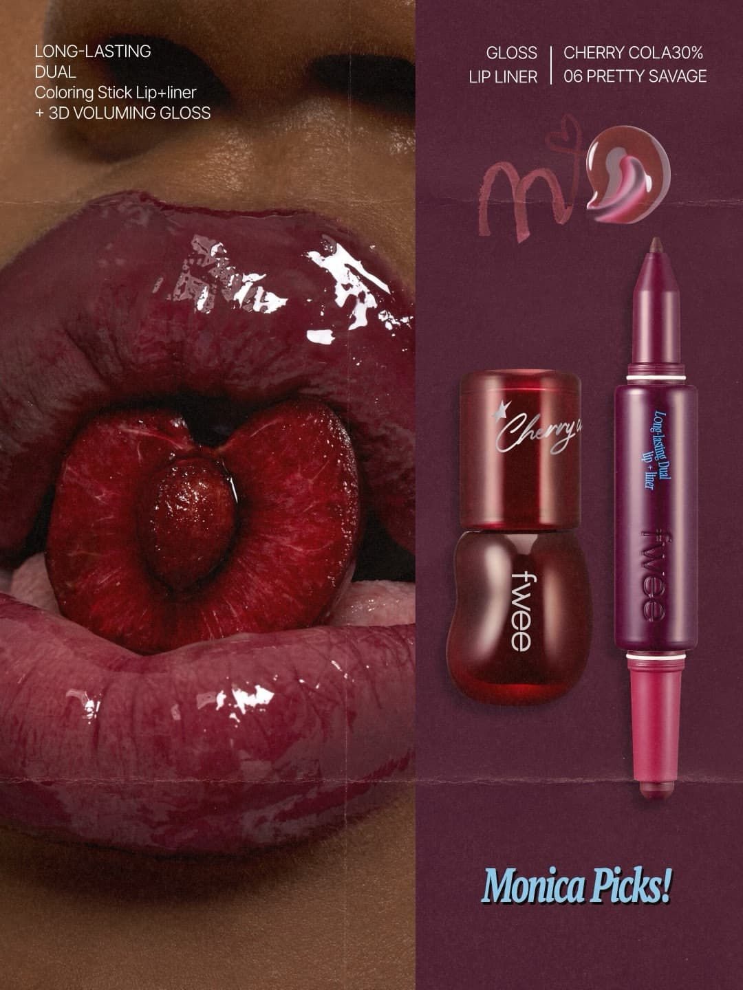 Fwee Long Lasting Dual Coloring Stick Lip + Liner