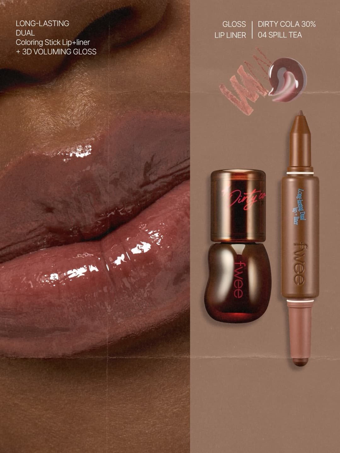 Fwee Long Lasting Dual Coloring Stick Lip + Liner